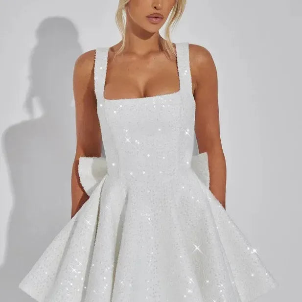 Sparkly Bow Mini Dress