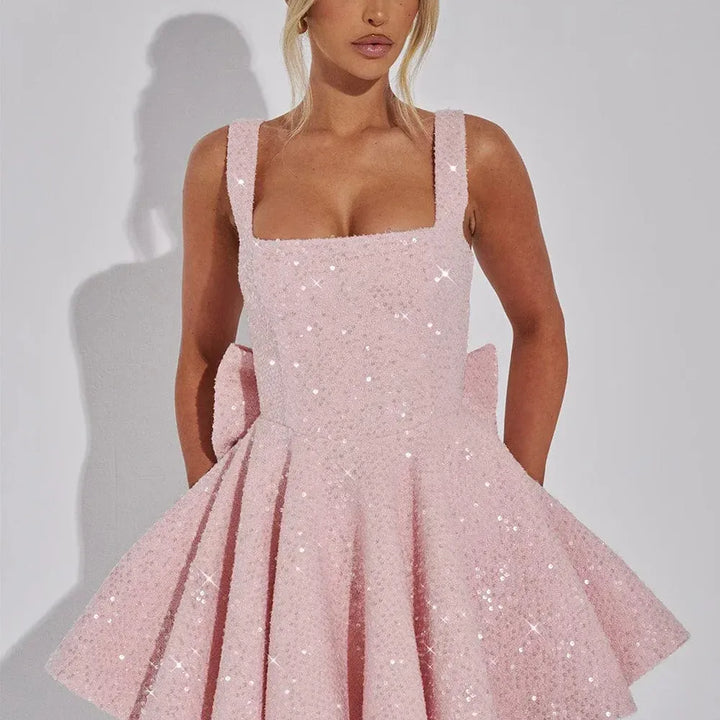 Sparkly Bow Mini Dress