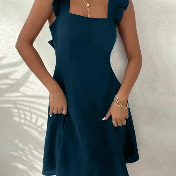 Ruffle Sleeve Flared Mini Dress