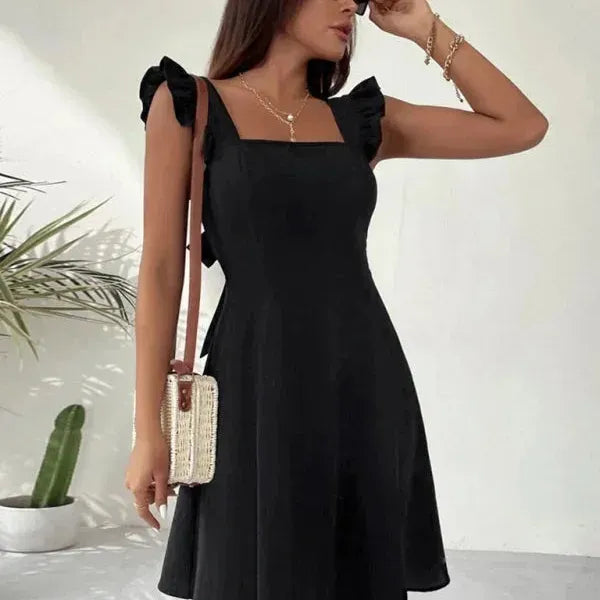 Ruffle Sleeve Flared Mini Dress