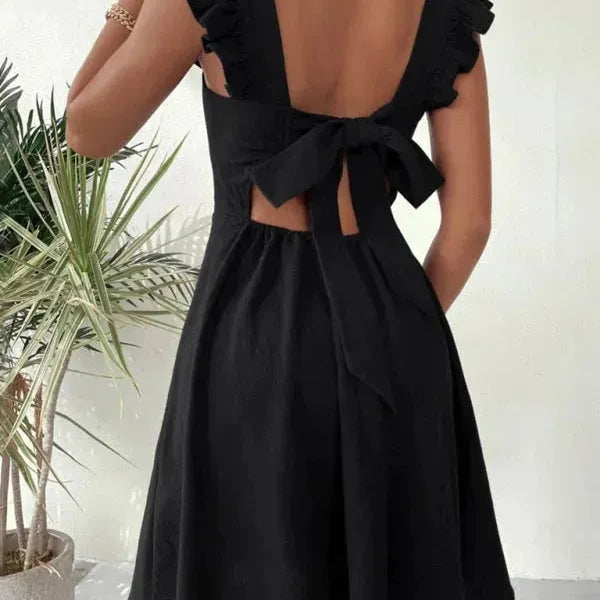 Ruffle Sleeve Flared Mini Dress