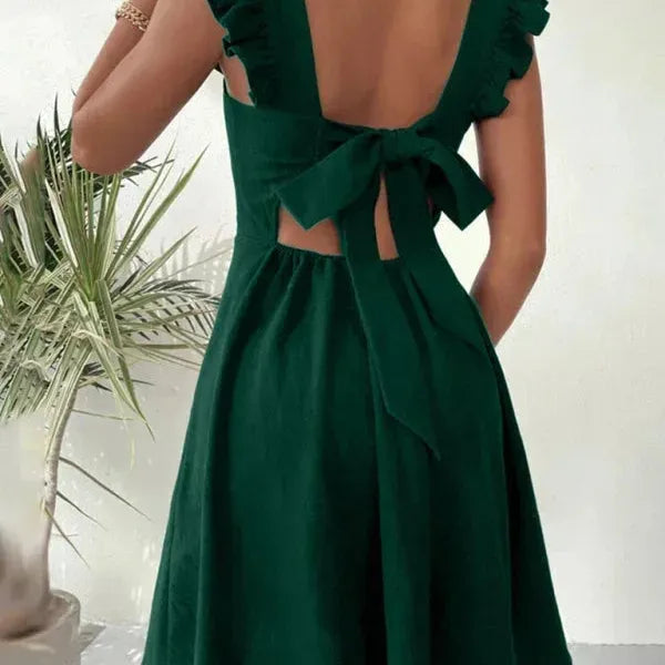 Ruffle Sleeve Flared Mini Dress
