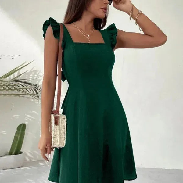 Ruffle Sleeve Flared Mini Dress