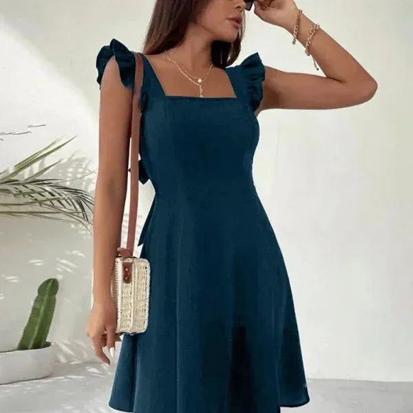 Ruffle Sleeve Flared Mini Dress