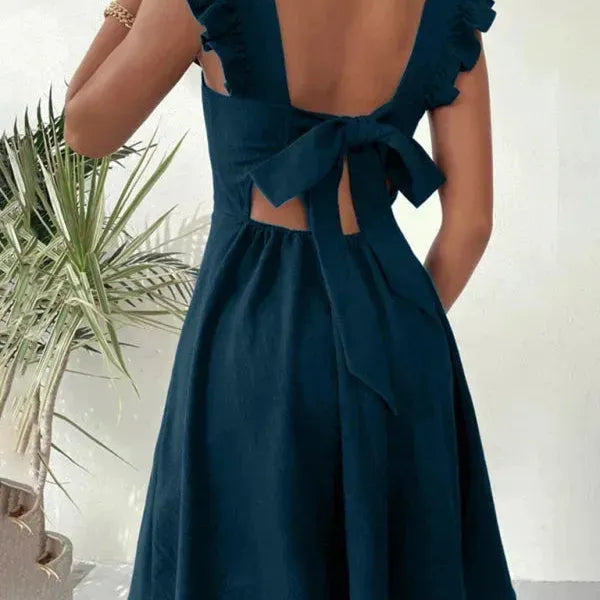 Ruffle Sleeve Flared Mini Dress