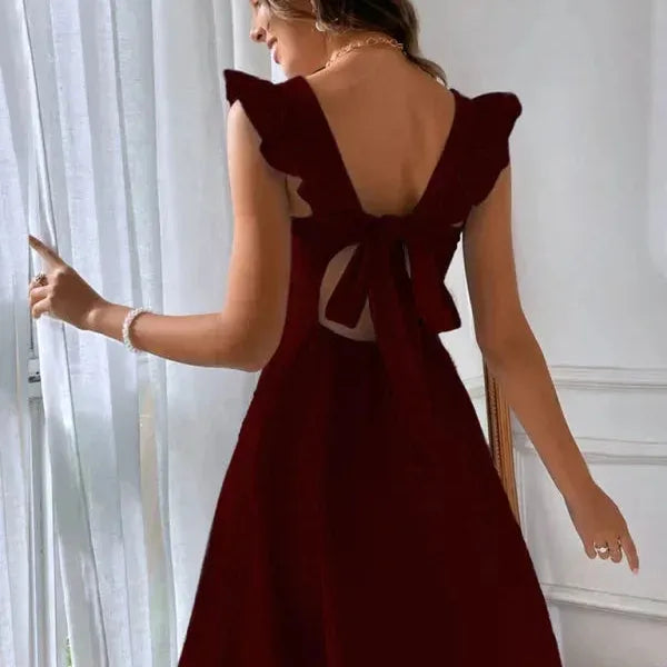 Ruffle Sleeve Flared Mini Dress