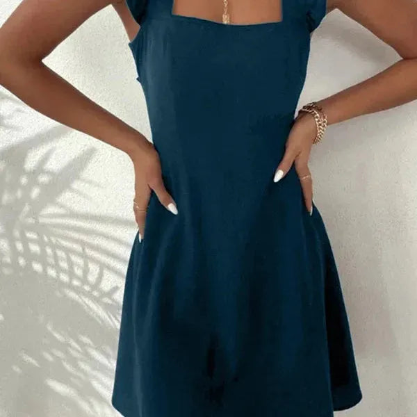 Ruffle Sleeve Flared Mini Dress