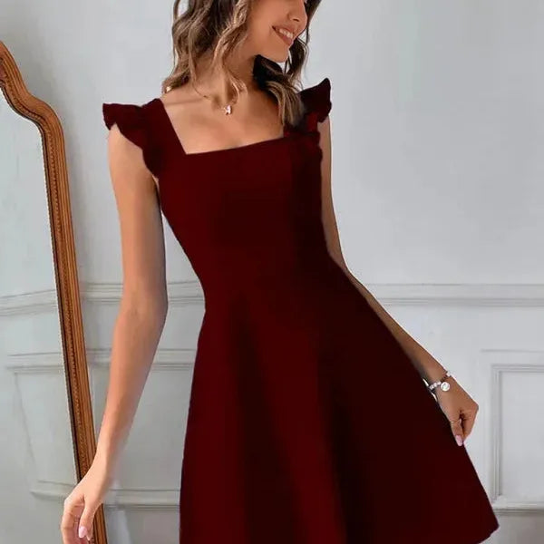 Ruffle Sleeve Flared Mini Dress