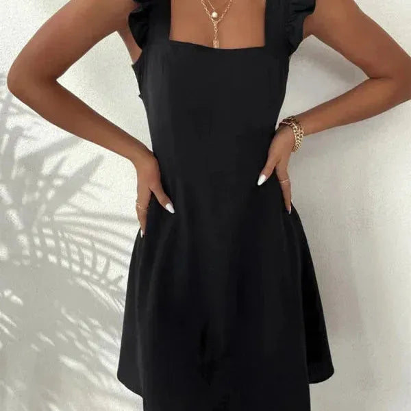 Ruffle Sleeve Flared Mini Dress