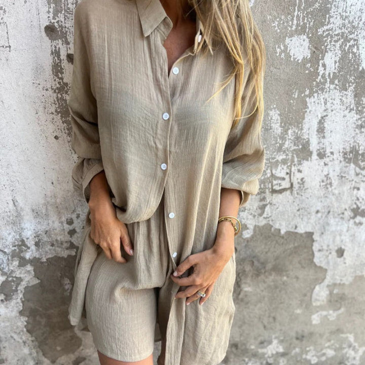 Relaxed Polo Top And Shorts Set