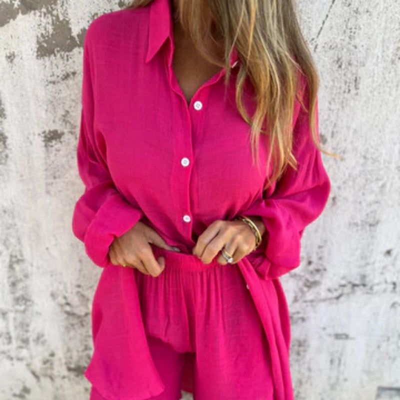 Relaxed Polo Top And Shorts Set