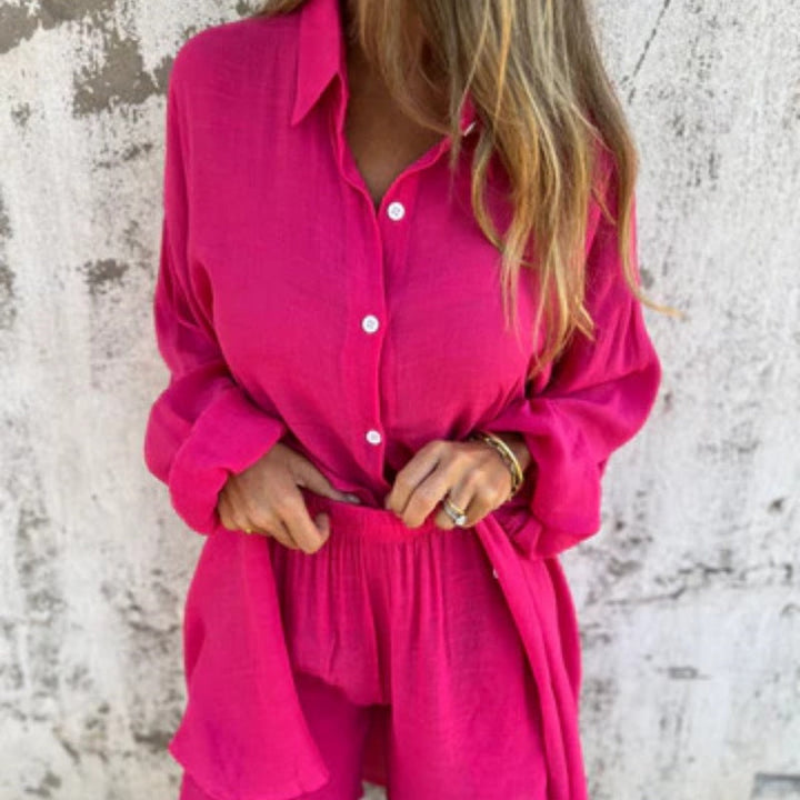 Relaxed Polo Top And Shorts Set