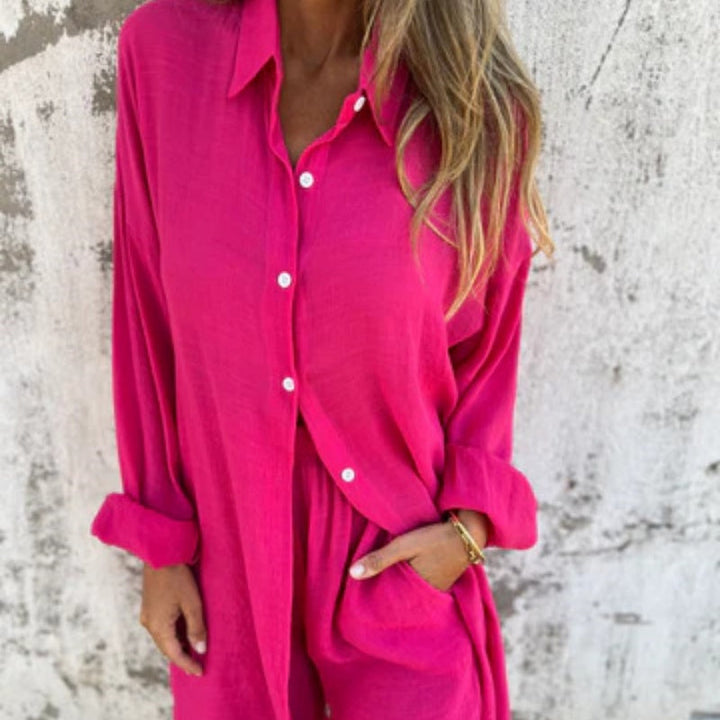 Relaxed Polo Top And Shorts Set