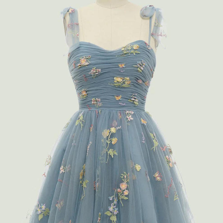 Floral Embroidered Tulle-Style Ball Gown