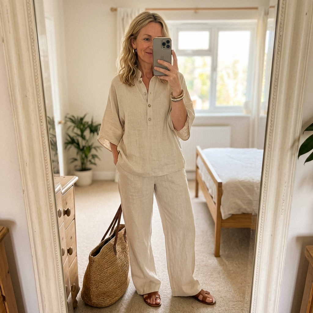Mandarin Collar Kimono Sleeve Top And Wide-Leg Pant Set