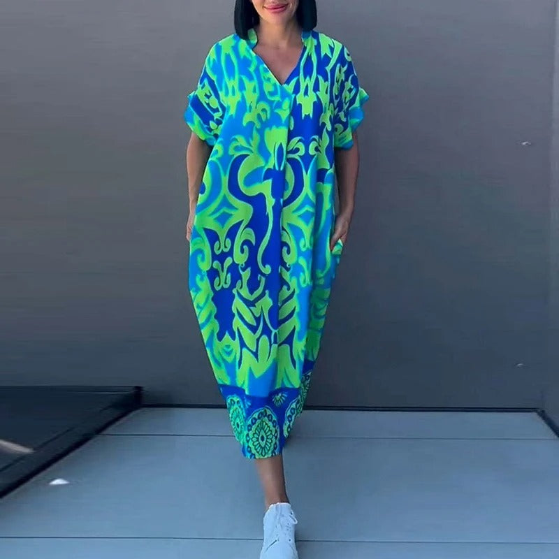 Flowy V Neck Summer Dress