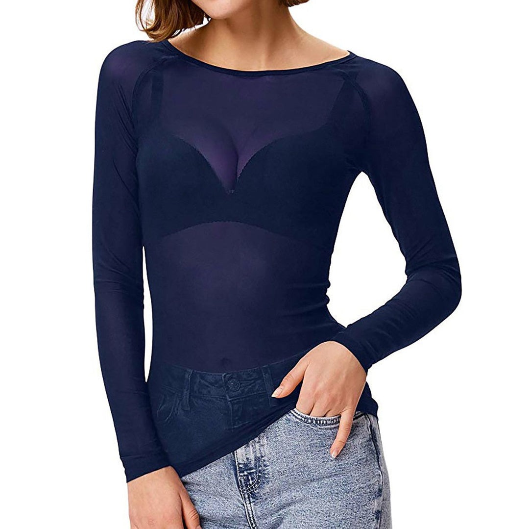 Sheer Long Sleeve Mesh Top