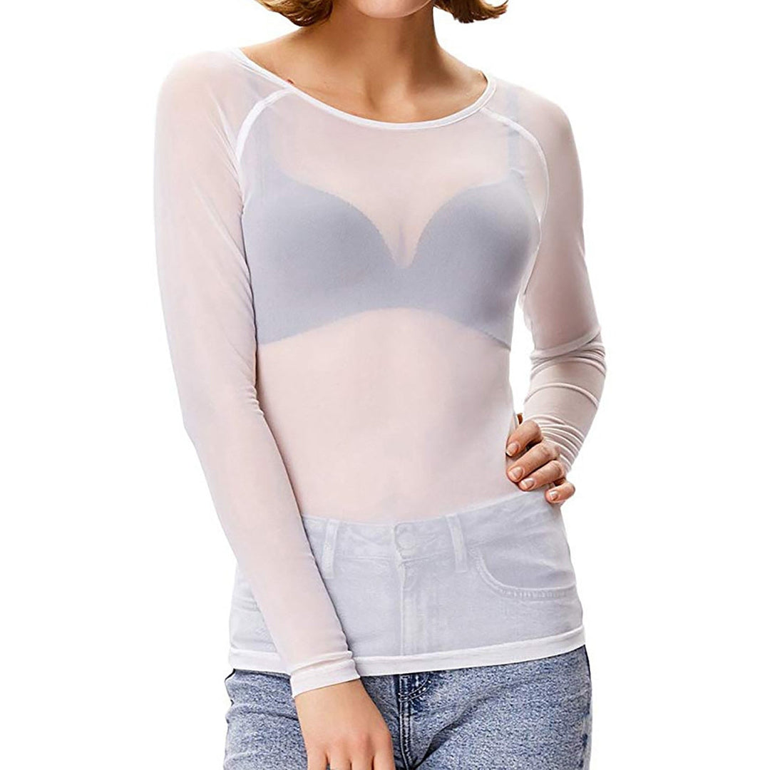 Sheer Long Sleeve Mesh Top