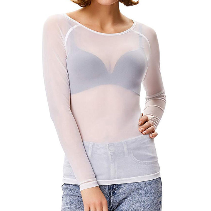 Sheer Long Sleeve Mesh Top