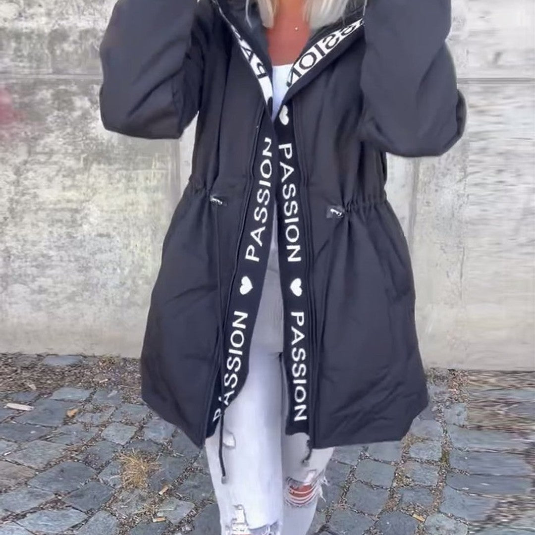 Bonnie - Women's Hooded Parka Coat with Drawstring Waist