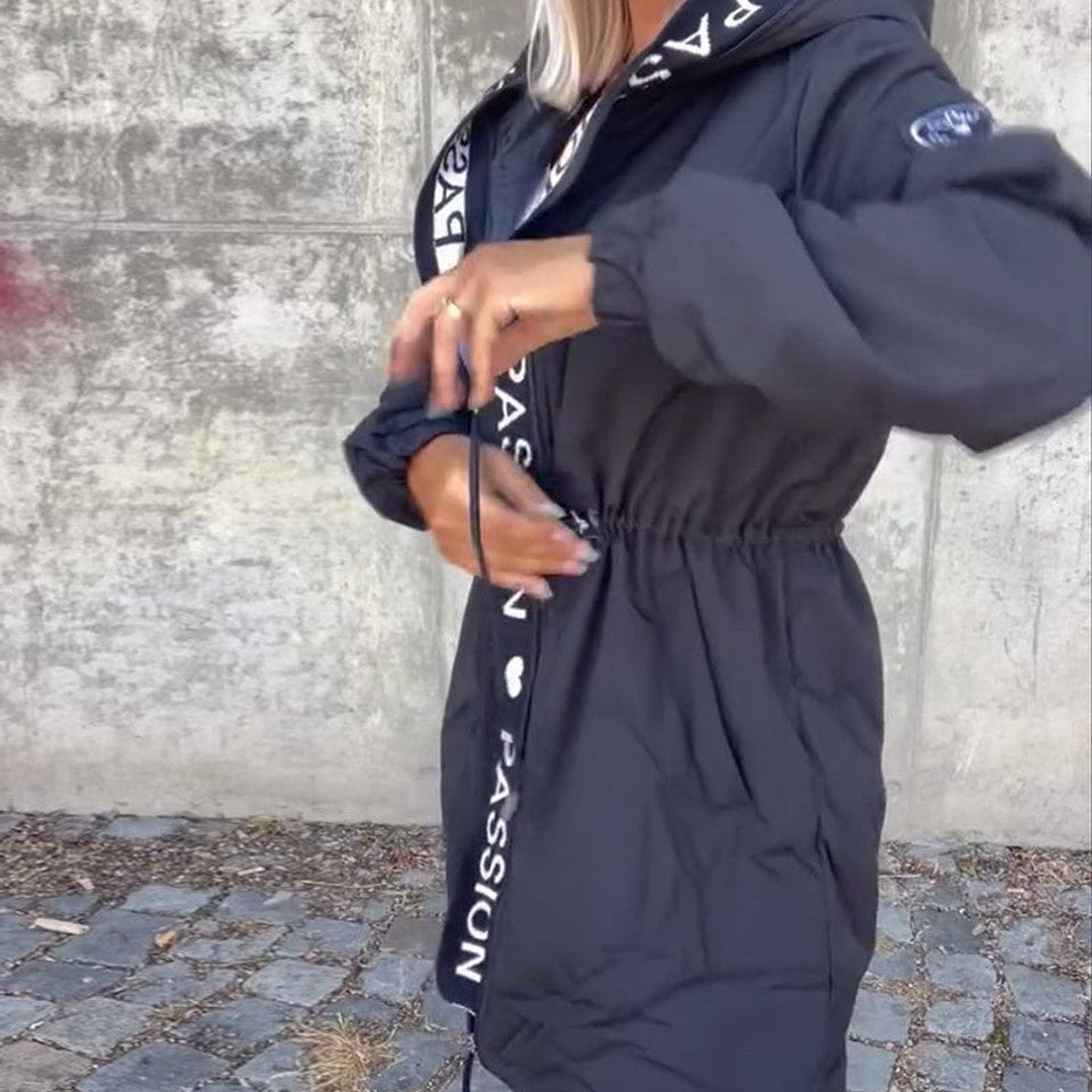 Bonnie - Women's Hooded Parka Coat with Drawstring Waist