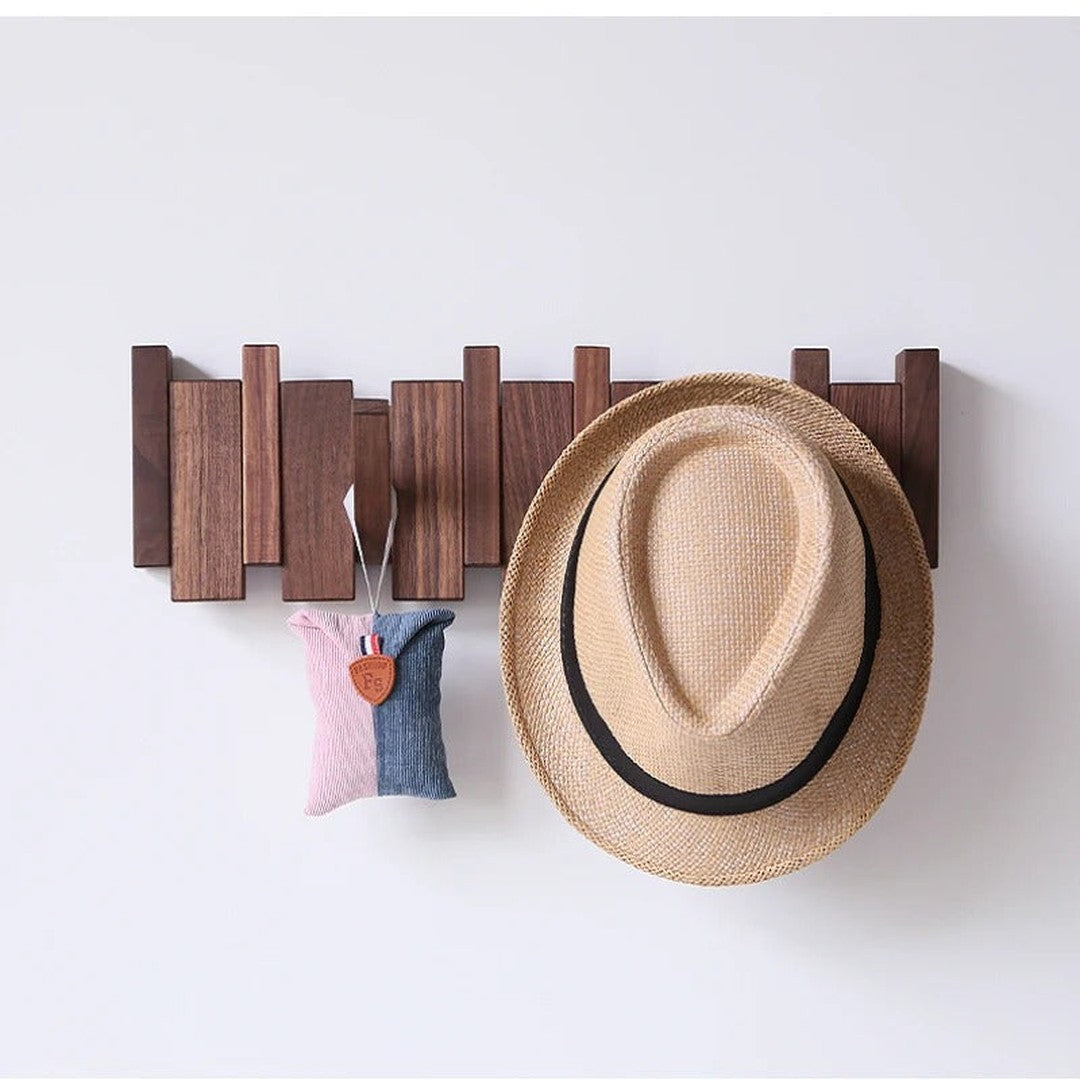 Wooden Piano Coat Rack - HarmonyCoat-Walnut Wood-4 Hooks-State of Style