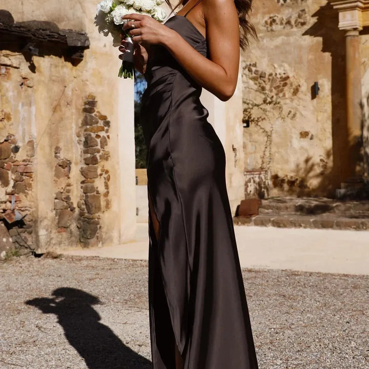 Straight Neck Slip Midi Dress